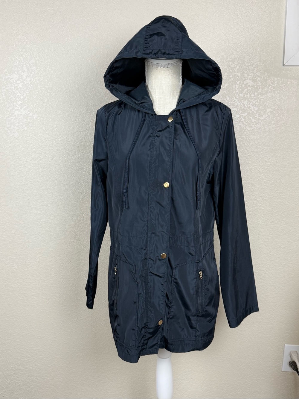 Ci Sono Originals - Lightweight Hooded Rain Jacket - Navy - Size Small